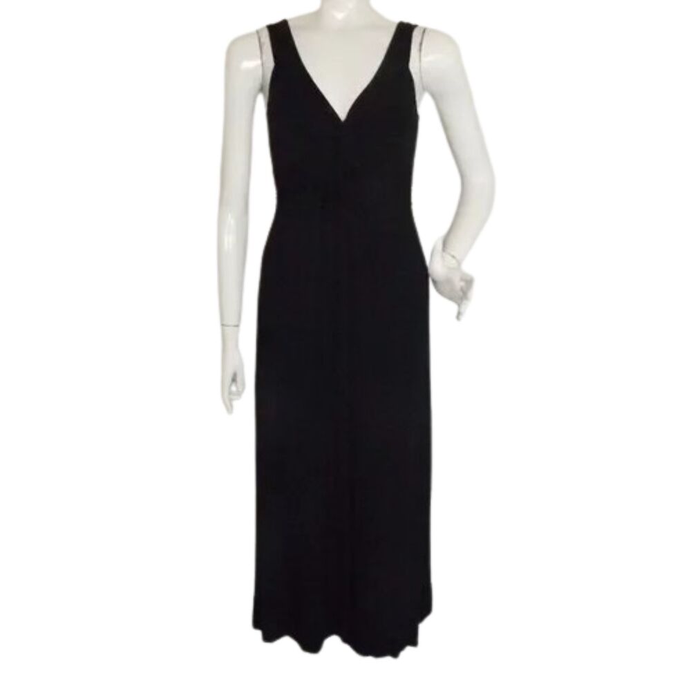 BODEN Maxi Dress, XS, Black Jersey, Sleeveless, V-neck, Viscose